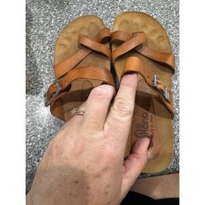 Yokono Womens Size 6 Brown Leather Slip On Outdoor Comfort Slide Sandals A12